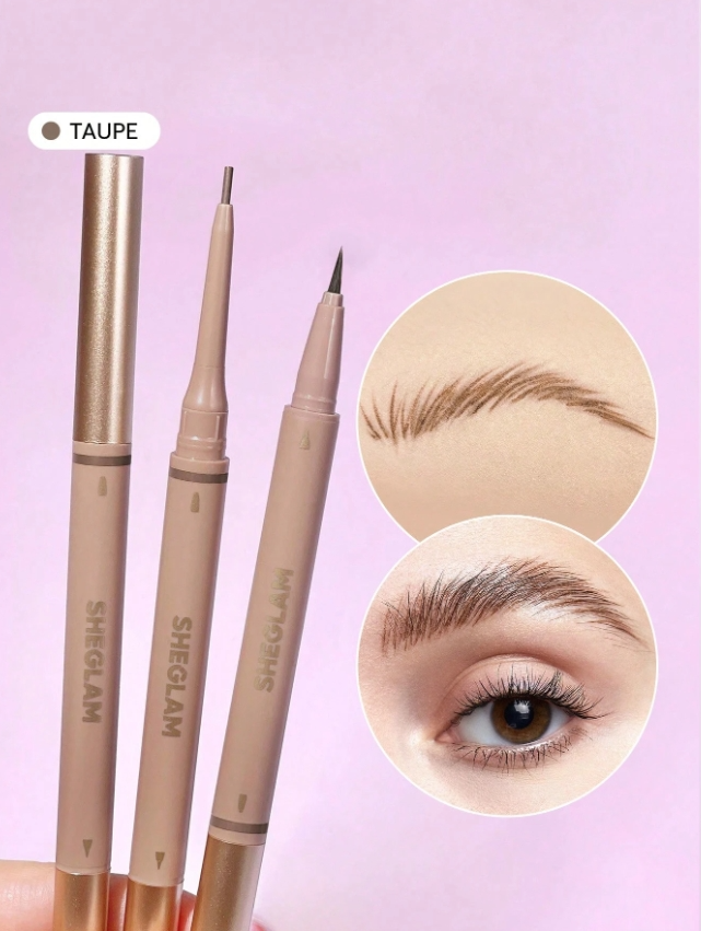 SHEGLAM قلم حواجب 2 في 1 من Brows On Demand-قلم حواجب سائل مقاوم للماء قلم حواجب - اللوان: Taupe
