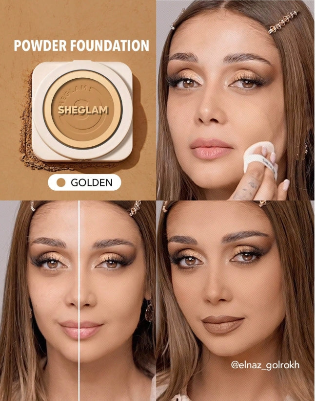 بودرة مضغوطة ناعمة  بودرة أساسSHEGLAM - اللوان: Golden