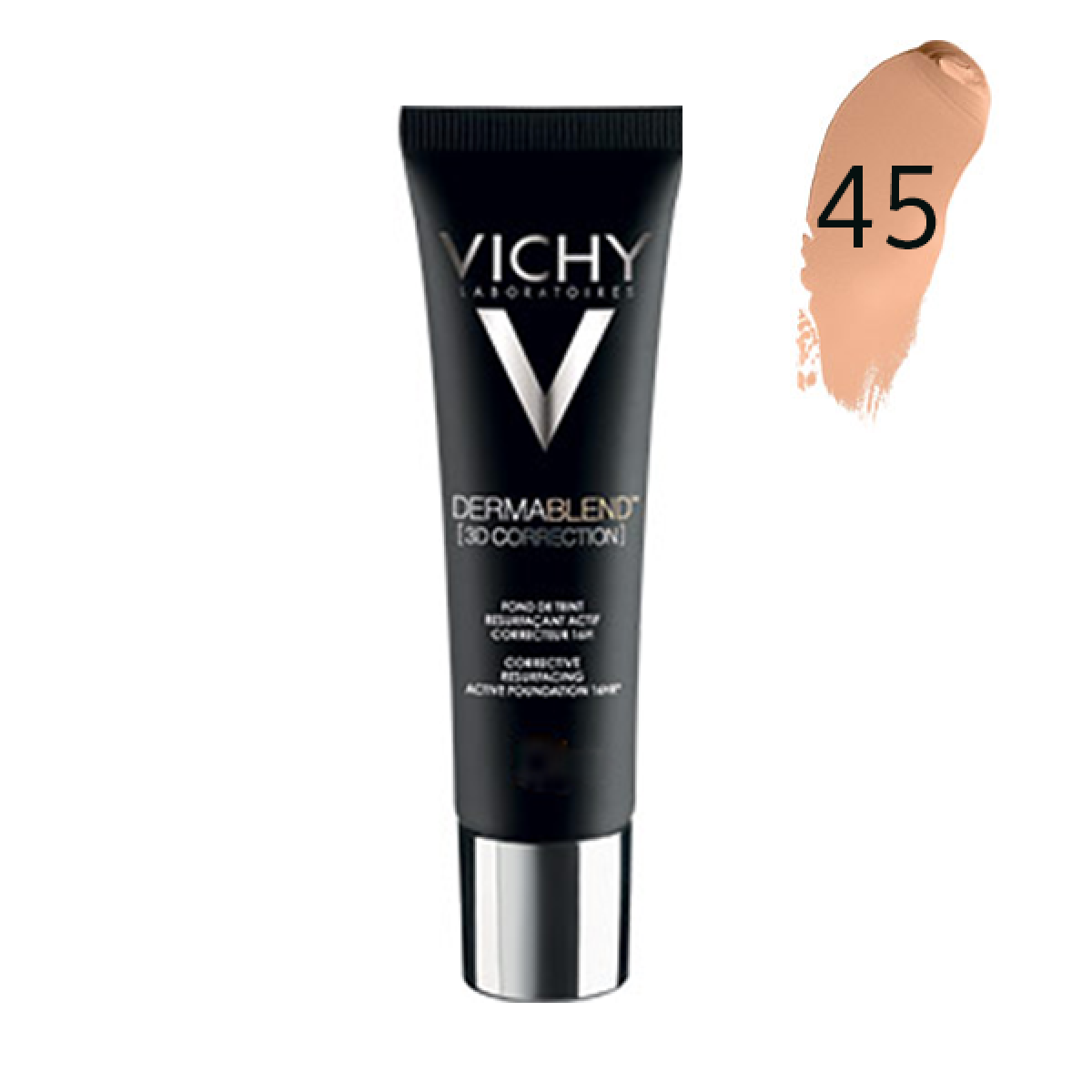 Vichy Dermablend 3D Correction Foundation باللون 45 Gold، كريم أساس سائل مصحح للبشرة مصمم لتوفير تغطية - اللوان: 45