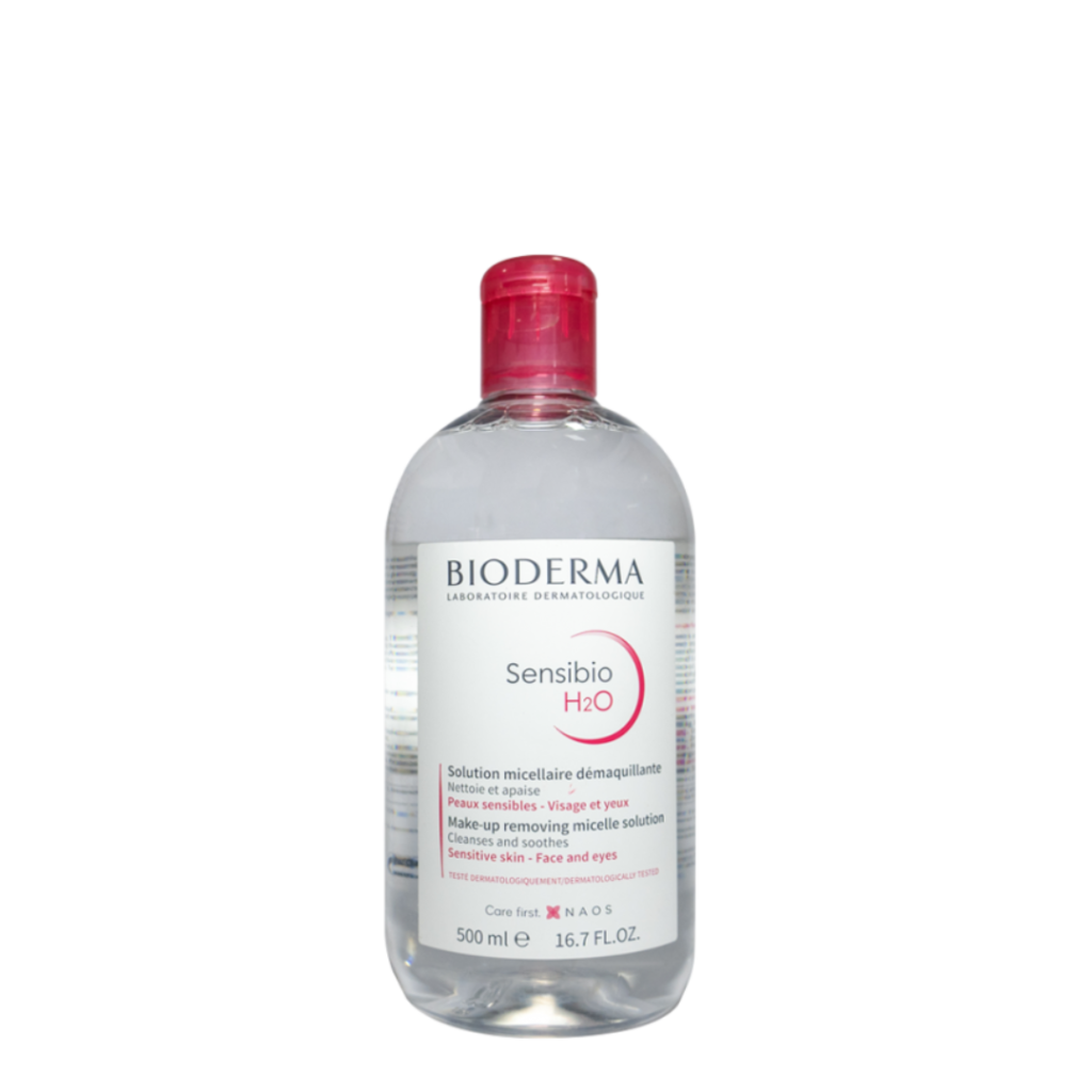 ماء ميسيلار سينسيبيو إتش تو أو (Sensibio H2O) من بيوديرما، وهو منظف ومزيل للمكياج مصمم خصيصاً للبشرة الحساسة.  - الاحجام: 500m