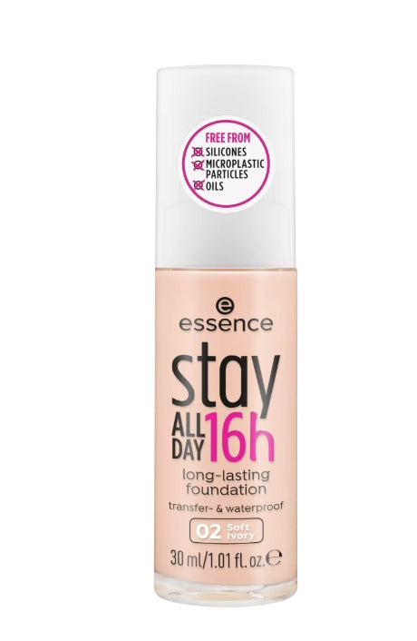 stay ALL DAY 16h long-lasting Foundation كريم أساس يدوم طويلا مع ملمس مقاوم للماء لنهاية ناعمة وغير لامعة - اللوان: 02