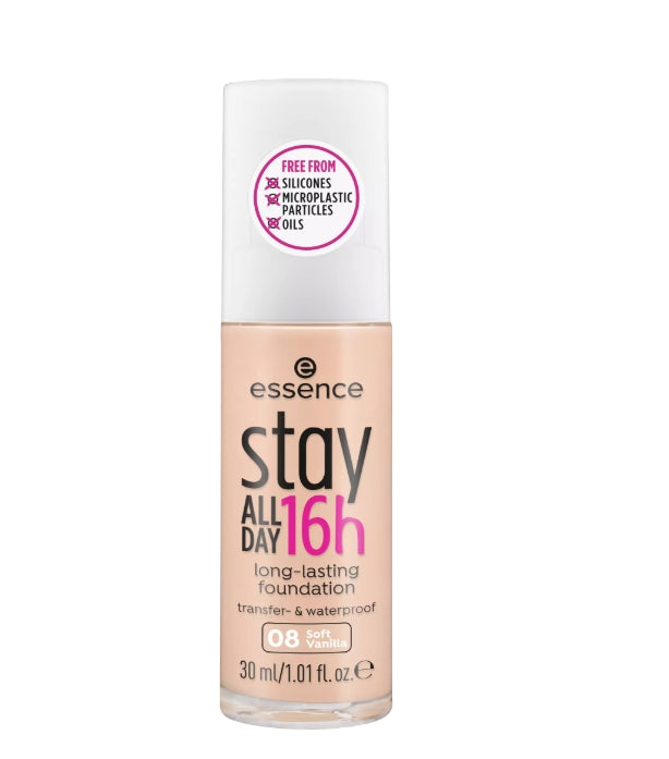 stay ALL DAY 16h long-lasting Foundation كريم أساس يدوم طويلا مع ملمس مقاوم للماء لنهاية ناعمة وغير لامعة - اللوان: 08