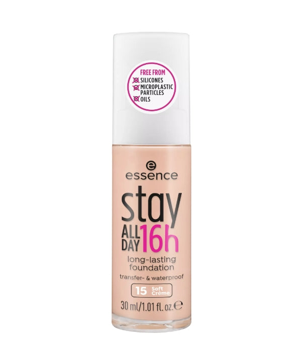 stay ALL DAY 16h long-lasting Foundation كريم أساس يدوم طويلا مع ملمس مقاوم للماء لنهاية ناعمة وغير لامعة - اللوان: 15