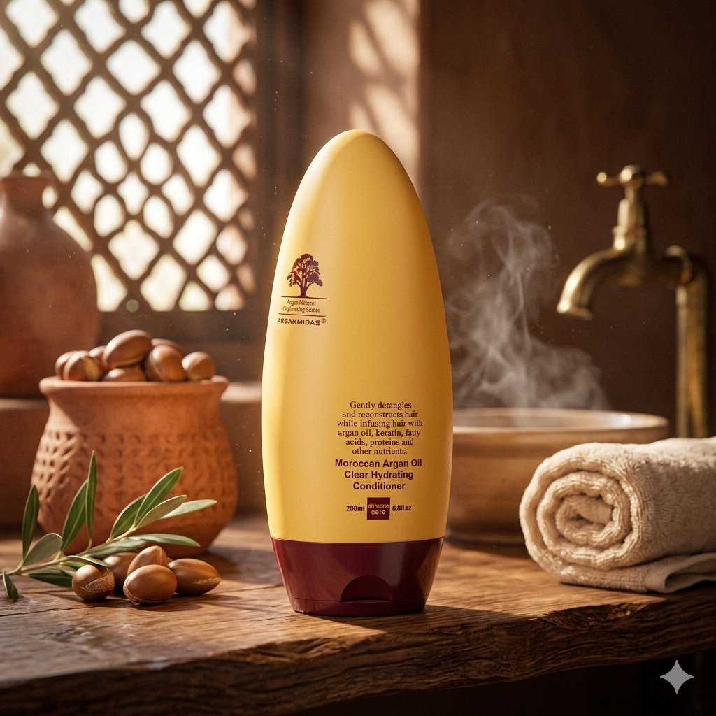 بلسم ارجان ميداس بزيت الارجان المغربي للشعر المعالج والجاف والتالف - 450 مل - الأحجام: 200 ml / الانواع: المرطب والمغذي