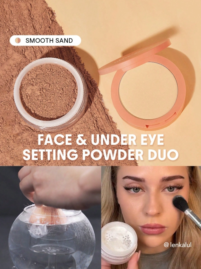 بودرة تثبيت سائبة2في 1 SHEGLAM بودرة تثبيت الوجه وتحت العين - اللوان: Smooth Sand