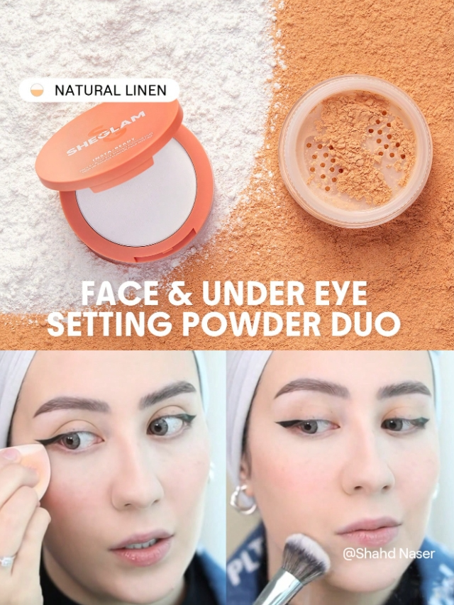 بودرة تثبيت سائبة2في 1 SHEGLAM بودرة تثبيت الوجه وتحت العين - اللوان: Natural Linen