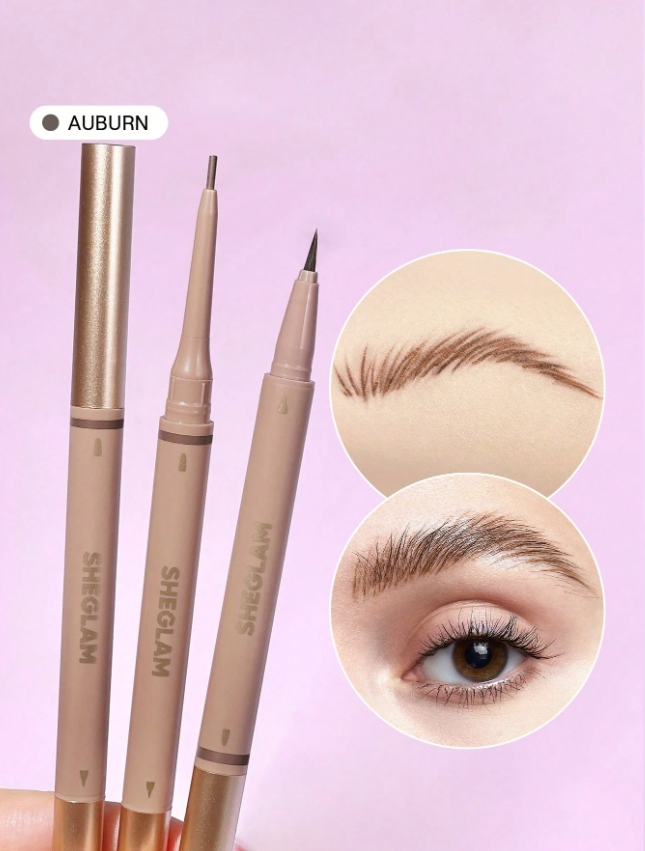 SHEGLAM قلم حواجب 2 في 1 من Brows On Demand-قلم حواجب سائل مقاوم للماء قلم حواجب - اللوان: Auburn