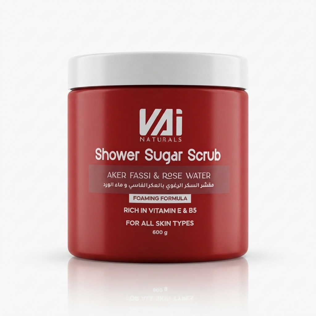 مجموعة مقشرات السكر الرغوية الفاخرة للعناية بالبشرة من ڤاي ناتشورالز (VAI Naturals Shower Sugar Scrub Collection) - النوع: 🌹بالعكر الفاسي وماء الورد