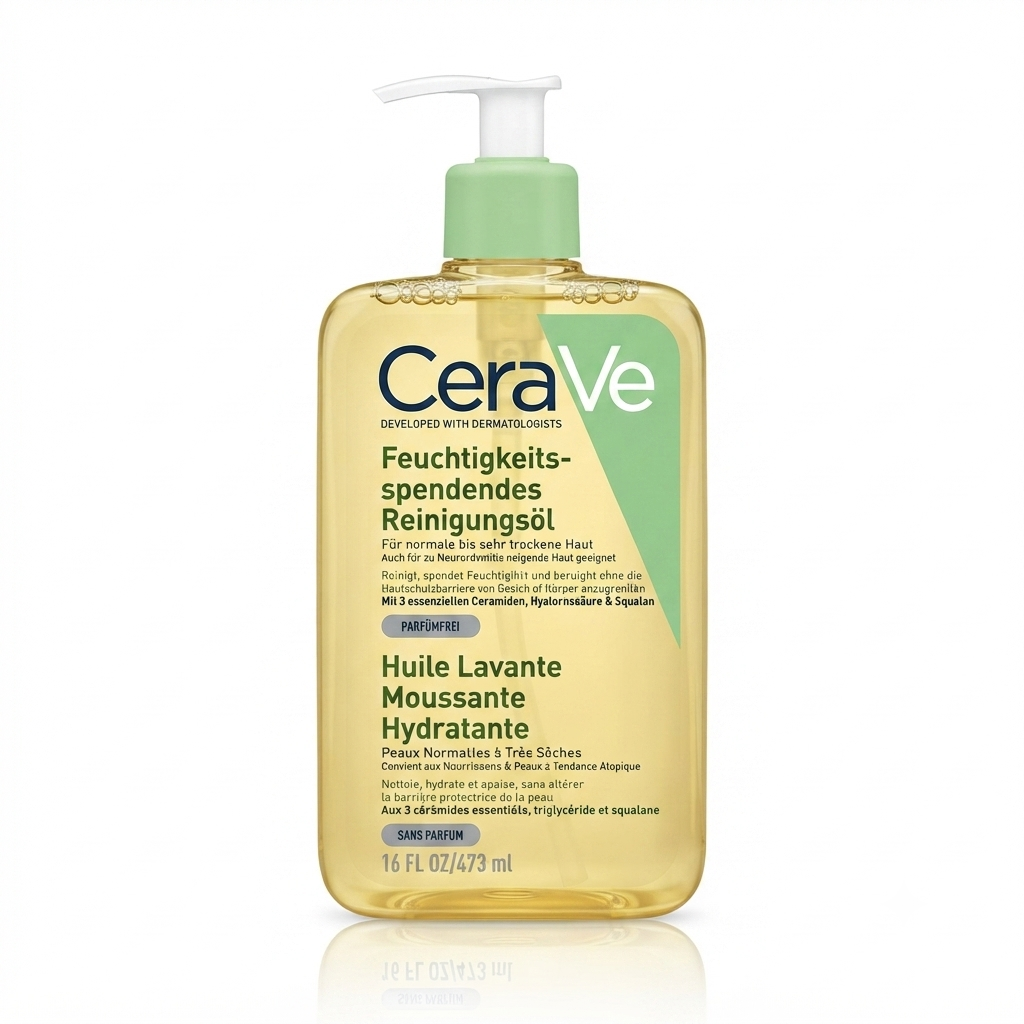 غسول زيتي لي التنظيف وا الترطيب من سيرافي (CeraVe Feuchtigkeitsspendendes Reinigungöl / Huile Lavante Moussante Hydratante).. تنظيف عميق وترطيب فاخر يحضن بشرتكِ - حجم: 473ml