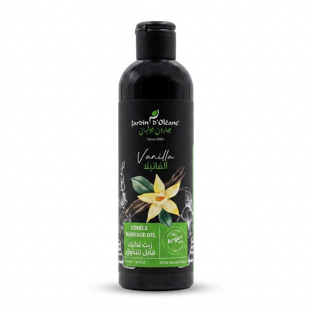 تشكيلة زيوت التدليك القابلة للتذوق الفاخرة من جاردن أوليان (Jardin d'Oléane Edible Massage Oil Collection) - النوع: 🌸الفانيليا
