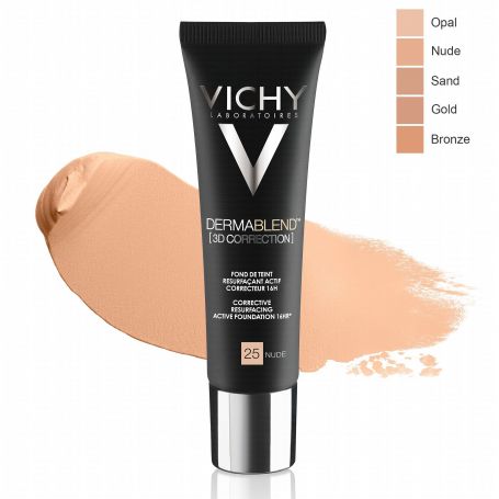 Vichy Dermablend 3D Correction Foundation باللون 45 Gold، كريم أساس سائل مصحح للبشرة مصمم لتوفير تغطية - اللوان: 50